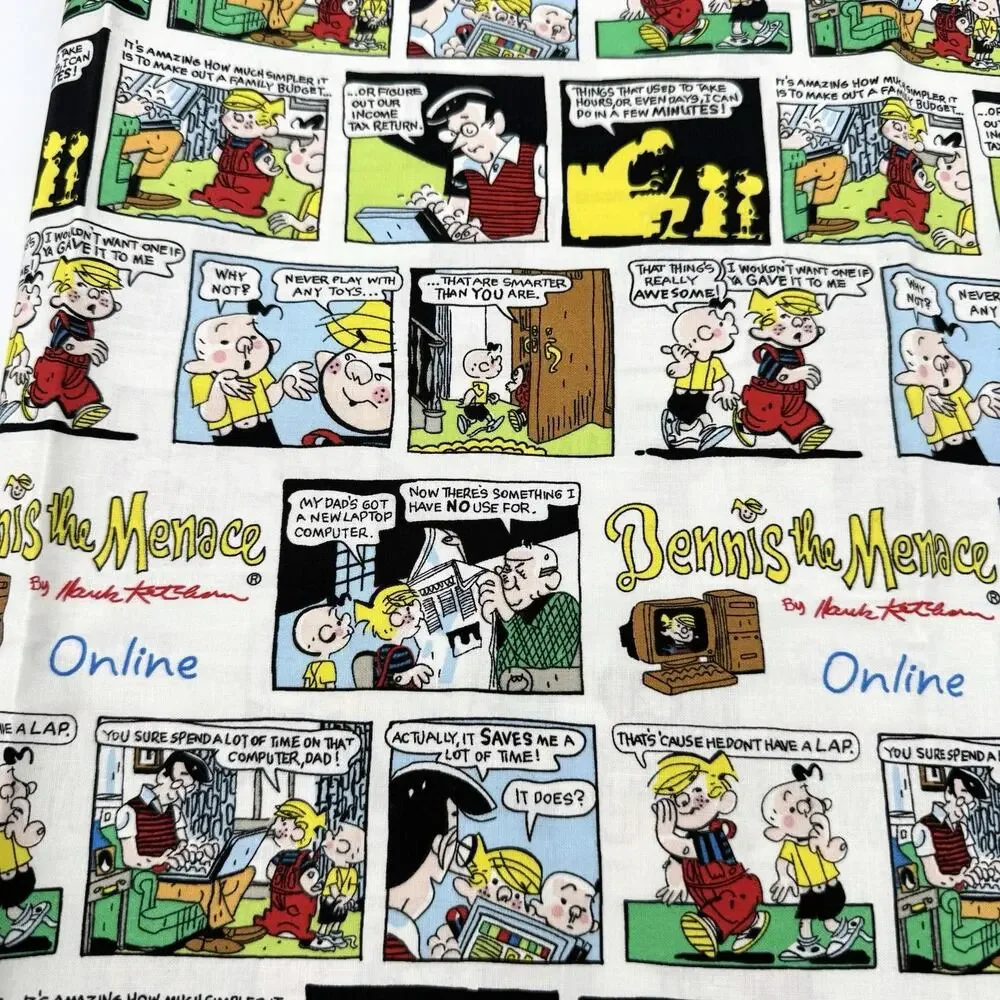 Dennis The Menace Online Fabric Hank Ketchum 2005 Comic Strip Cotton 3 YARDSx44”
